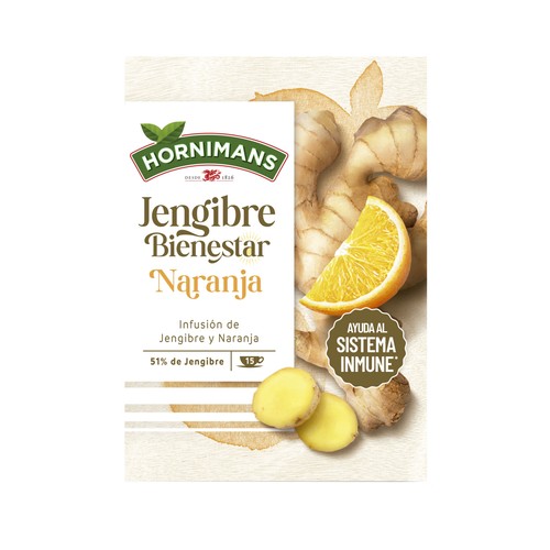 HORNIMANS Bienestar  Infusión de jengibre y naranja 26 g.