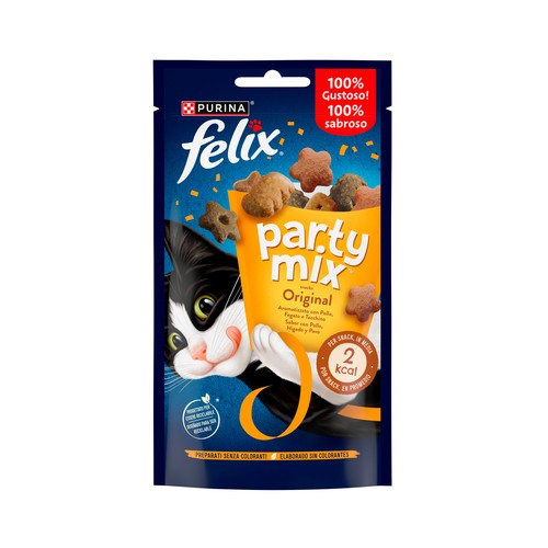 FELIX Snacks para gatos a base de pollo, hígado y pavo FELIX PARTY MIX 60 g.