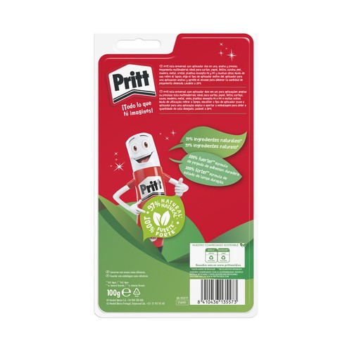 Bote de 100 g de cola universal transparente  sin disolventes PRITT.