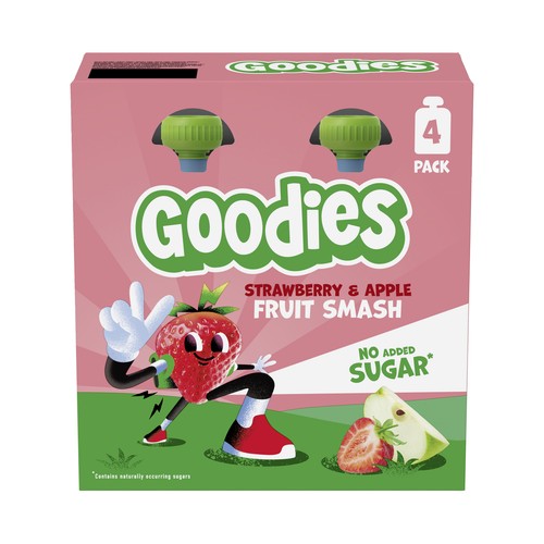 GOODIES Bolsita (pouch) de fruta (fresa y manzana), a partir de 9 meses 4 x 100 g.