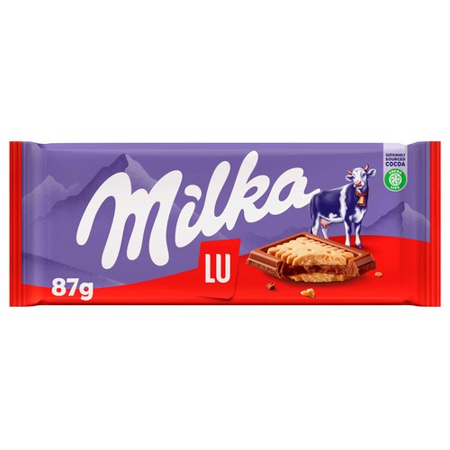 MILKA Chocolate con leche y galleta sandwich Lu 87 g.
