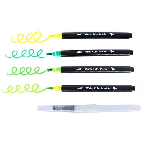 4 rotuladores de acuarela + 1 pluma de agua 3 tonalidades surtidas, AUCHAN.