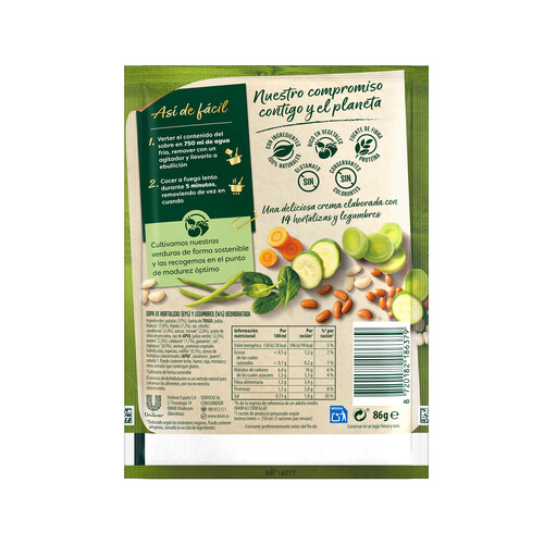 KNORR Sopa deshidratada de verduras y legumbres KNORR 68g.