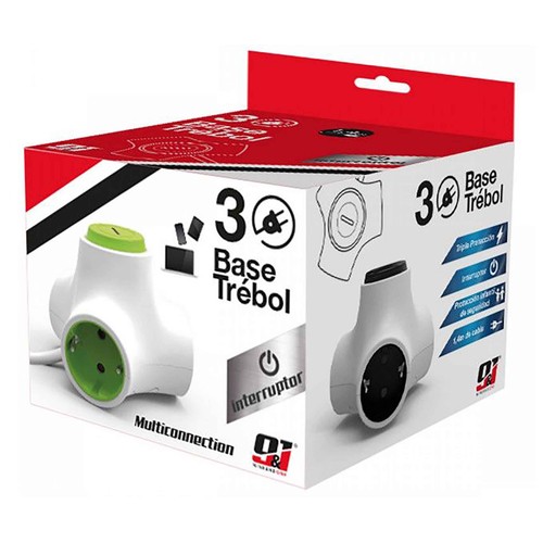 Base 3 tomas de enchufe con interruptor, NINE&ONE.