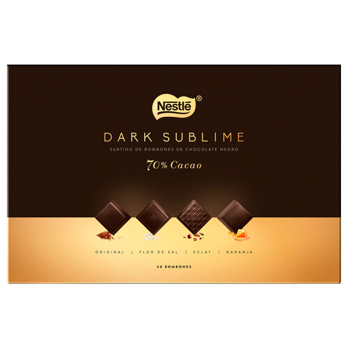 NESTLÉ DARK SUBLIME Surtido de bombones chocolate negro, 70 % cacao 288 g.
