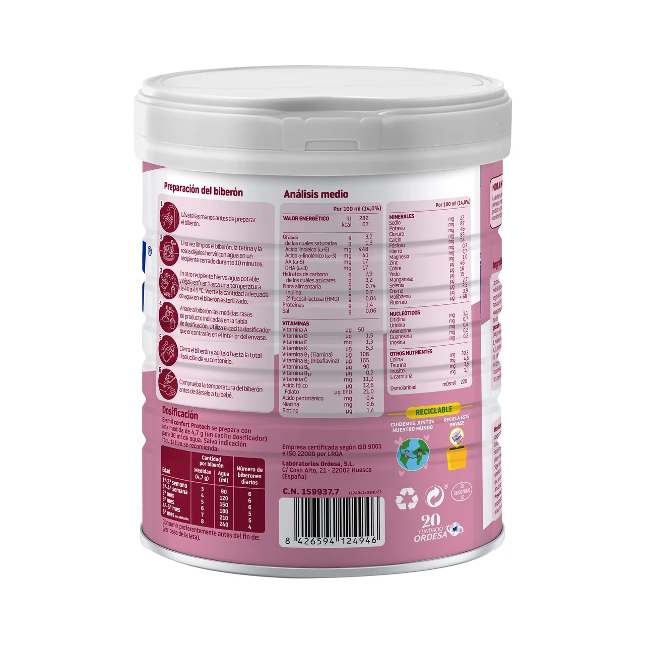 Confort protech Leche en polvo de inicio desde el primer día 800 g.