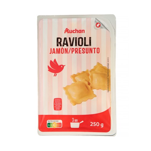 AUCHAN Tortellini frescos de pasta al huevo rellenos de jamón 250 g. Producto Alcampo