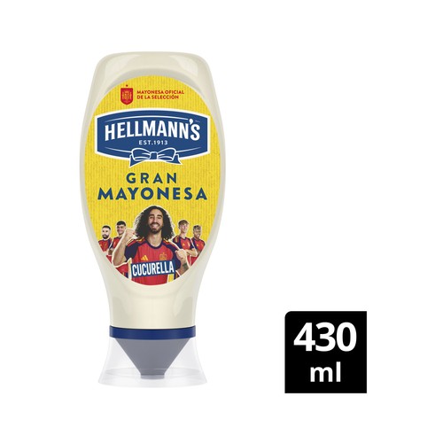 HELLMANN"S Salsa  Mayonesa formato  bote bocabajo, 430 ml.
