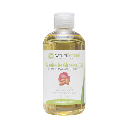 Aceite hidratante con aceite de almendras y rosa mosqueta NATURAFEMME 250 ml.