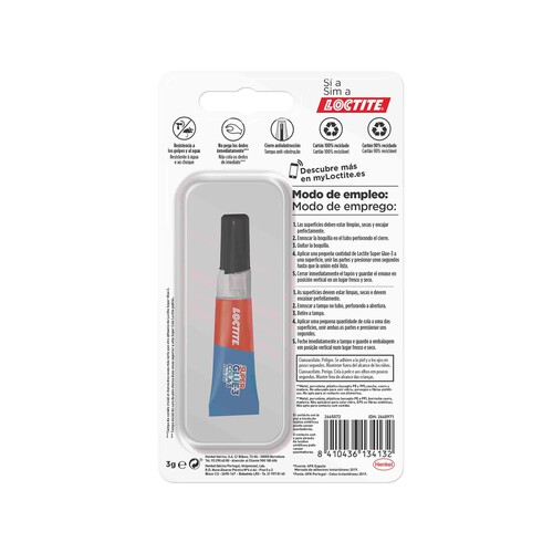 Pegamento instantáneo multimaterial, transparente, sin olor SUPER GLUE 3 DE LOCTITE Power Easy.