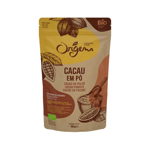 Cacao en polvo crudo ecológico ORIGENS 100 g.