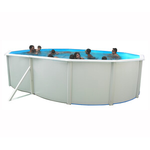 Imagen de Piscina ovalada QP de 500x366x120 con filtro de arena y escalera.