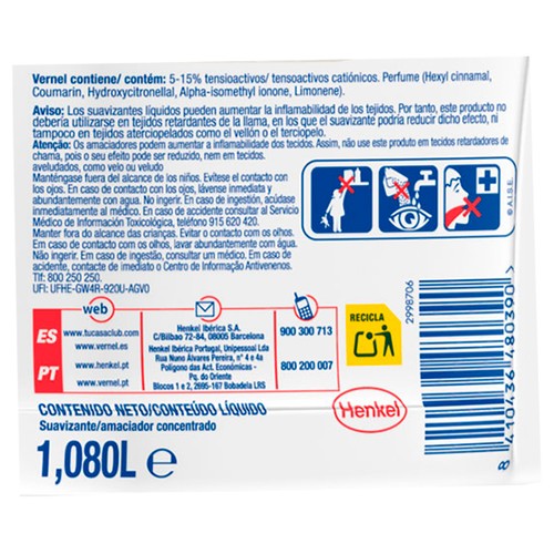 VERNEL Suavizante de coco 60 dosis 1080.