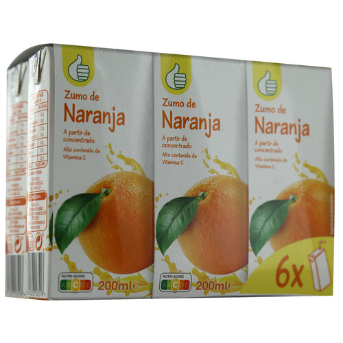 Zumo de naranja PRODUCTO ECONÓMICO ALCAMPO brick de 6 uds x 20 cl.
