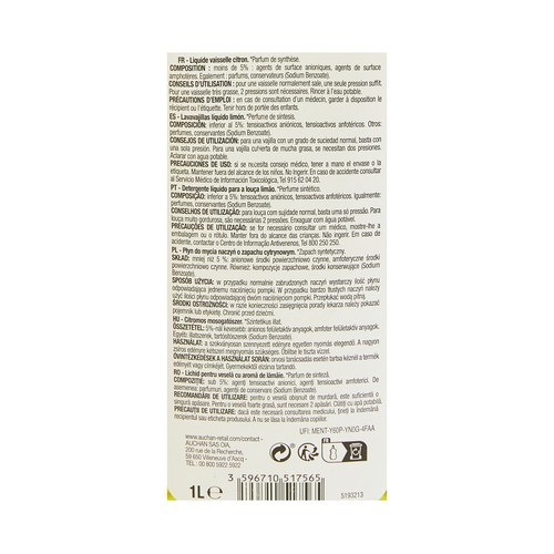 PRODUCTO ECONÓMICO ALCAMPO Lavavajillas líquido con aroma a limón 1 l.