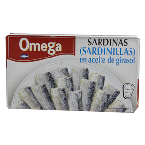 OMEGA Sardinillas en aceite de girasol lata de 63 g.