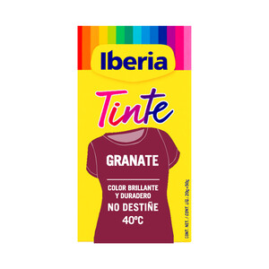 Imagen de IBERIA Tinte para ropa de color granate (permite teñir a baja temperatura 40ª) IBERIA 1 ud.