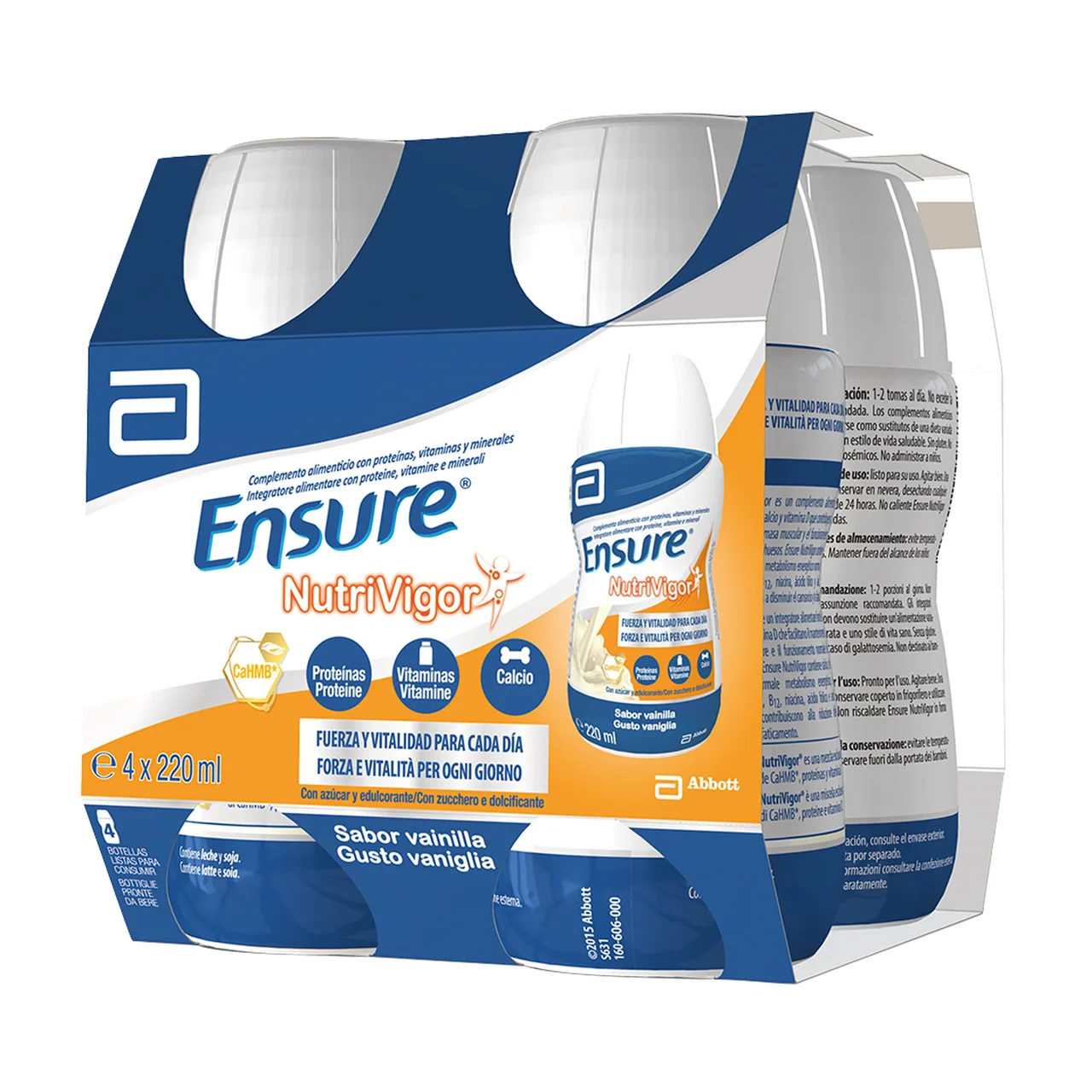 Nutrivigor Complemento nutricional para adultos, listo para beber con sabor a vainilla 4 x 220 ml.