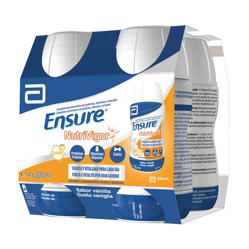 ENSURE Nutrivigor Complemento nutricional para adultos, listo para beber con sabor a vainilla 4 x 220 ml.