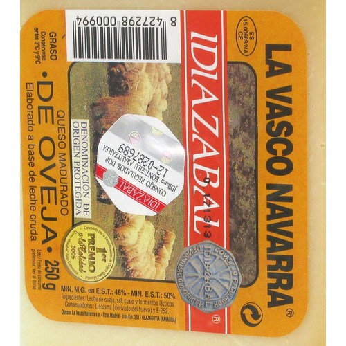 LA VASCO NAVARRA Queso de oveja Idiazabal LA VASCO NAVARRA 250 g.