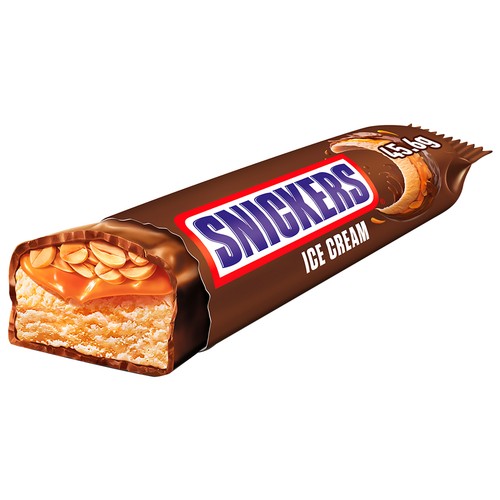 SNICKERS Barrita de helado cremoso, caramelo y cacahuetes recubierta de chocolate 6 x 53 ml.
