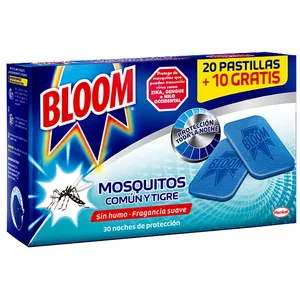 BLOOM Pastillas de recambio para antimosquitos eléctrico 20 uds + 10 uds. gratis