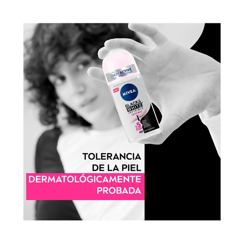 NIVEA Black & white invisible original Desodorante roll on para mujer con protección anti transpirante hasta 48 horas 2 x 50 ml.