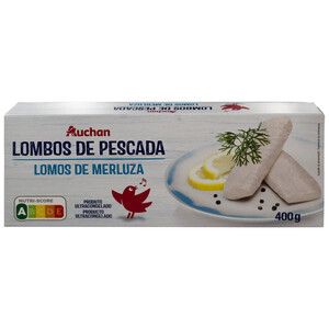 Imagen de AUCHAN Lomos de merluza, limpios y ultracongelados 400 g. Producto Alcampo