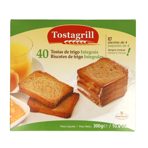 TOSTAGRILL Biscottes (rebanadas) de trigo integral 40 uds. 300 g.