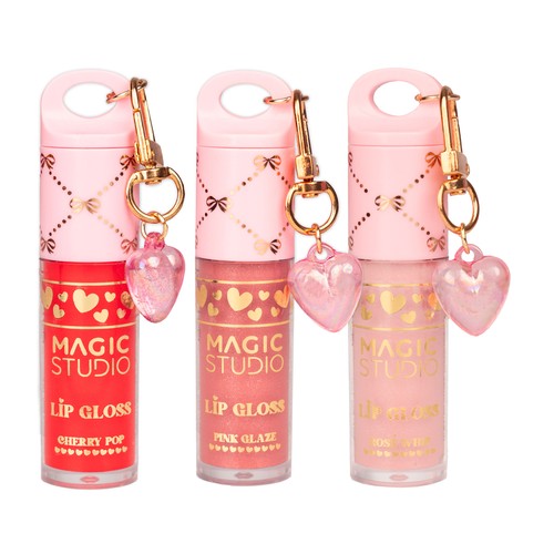 MAGIC STUDIO Brillo de labios con llavero y color (cherry pop,  pink glaze o rosé whip).
