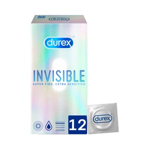 Imagen de DUREX Preservativos lubricados extra finos y extra sensitivos DUREX invisible 12 uds
