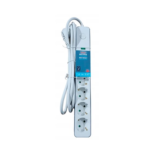 Ladrón base de 5 tomas de 3 m, 16 ampere, botón encendido/apagado, con protección. AUCHAN.