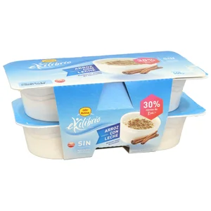 REINA Arroz con leche sin gluten y sin azucares añadidos REINA Ekilibrio 4 x 125 g.