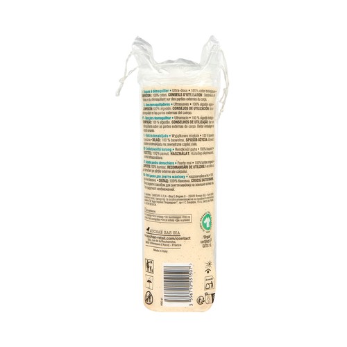 PRODUCTO ALCAMPO Bio Discos desmaquilladores 100% algodón ecológico 70 uds.