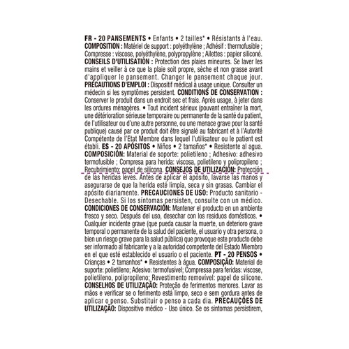 PRODUCTO ALCAMPO Apósitos plásticos infantiles, resistentes al agua, 2 tamaños diferentes 20 uds.