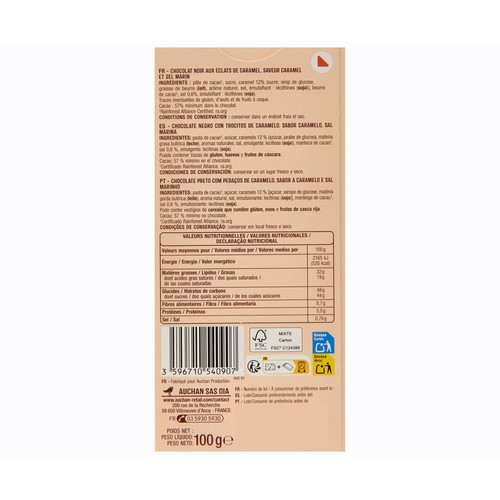 PRODUCTO ALCAMPO Chocolate negro con caramelo y sal 100 gr