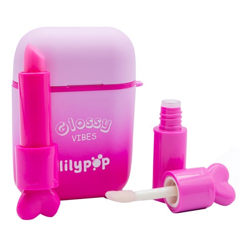 LILYPOP Brillo y bálsamo labial con forma de auriculares inalámbricos.