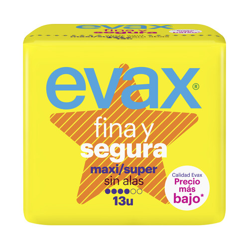 EVAX Compresas sin alas super/maxi EVAX Fina y segura 13 uds.