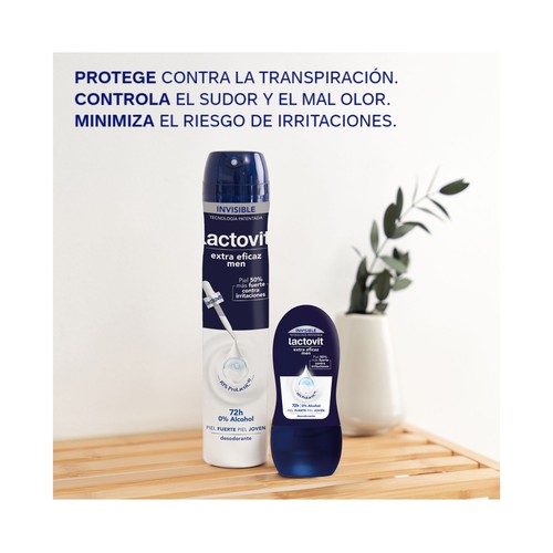 LACTOVIT Men invisible Desodorante en spray para hombre, sin alcohol y antiirritaciones 200 ml.