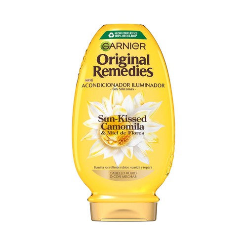 ORIGINAL REMEDIES Sun-kissed de Garnier Acondicionador iluminador, para cabellos rubios o con mechas 250 ml.
