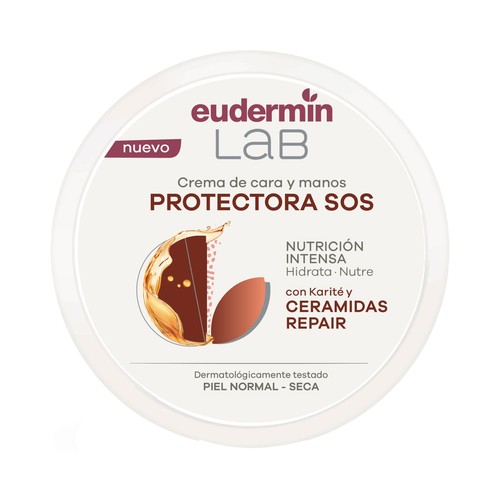EUDERMIN Lab Crema nutritiva e hidratante de cara y manos con glicerina y karité, para pieles normales a secas 200 ml.