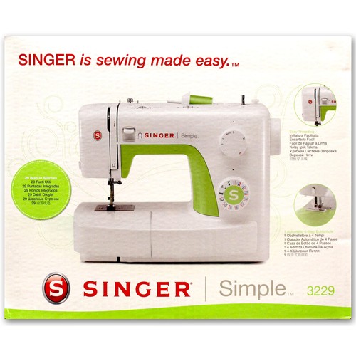 Máquina de coser SINGER Simple 3229, 29 puntadas, brazo libre, ojalador 4 pasos, devanador automático, luz.