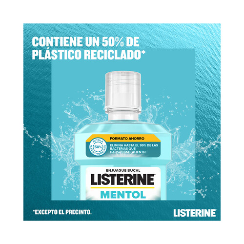 LISTERINE Enjuage bucal de uso diario sin alcohol, con sabor suave a mentol LISTERINE 1 l.