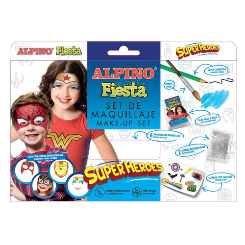 Set superhéroes, barras de maquillaje de 6 unidades, Fiesta ALPINO. 