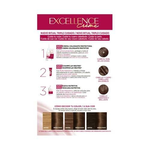 L´ORÉAL PARIS Excellence creme tono 5 castaño claro Tinte de pelo permanente de larga duración.
