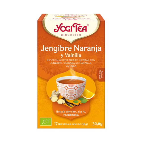 YOGI TEA Infusión de té de jengibre y naranja BIO 17 uds. 30,6 g.