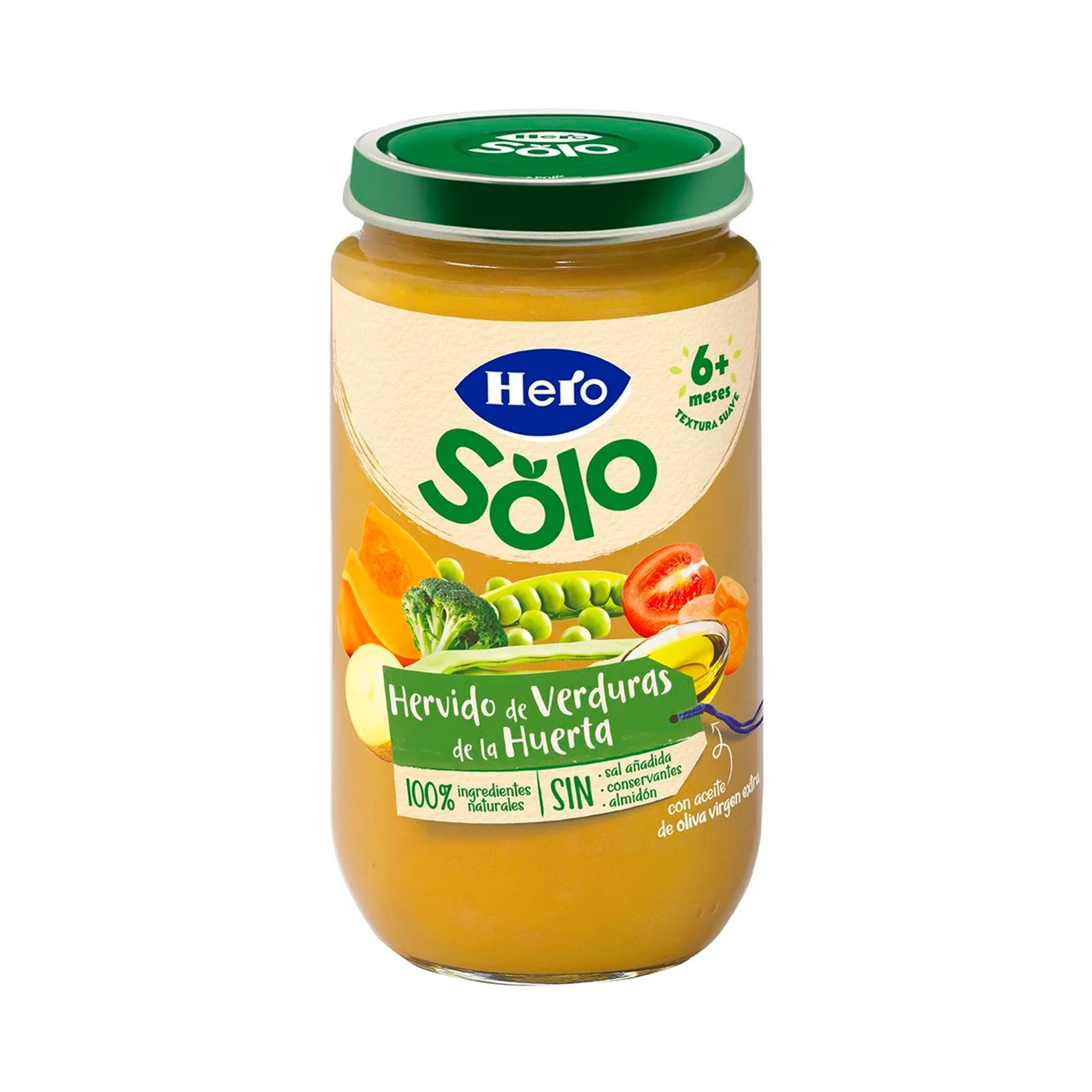 Solo Tarrito de hervido de verduras de la hueta (textura suave), a partir de 6 meses 235 g.