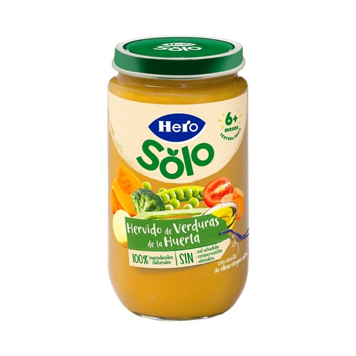 HERO Solo Tarrito de hervido de verduras de la hueta (textura suave), a partir de 6 meses 235 g.