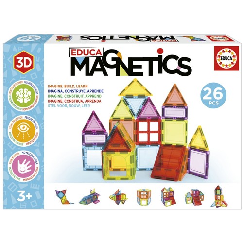 Juego educativo de construcción con 26 piezas magnéticas multicolor, EDUCA.