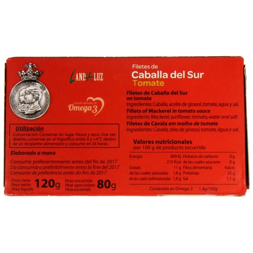 TEJERO Caballa del sur en tomate en filetes lata de 78 g.